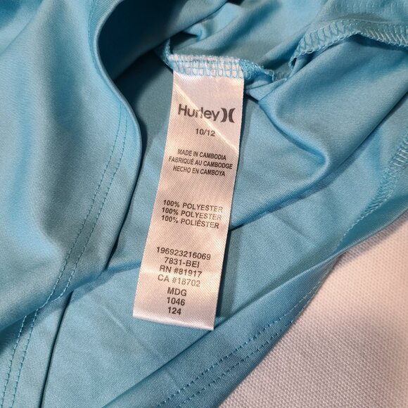 Hurley Blue Long Sleeve Rash Guard Size 10/12 UPF 50+ Swim Sun Protection Tee - Picture 8 of 8